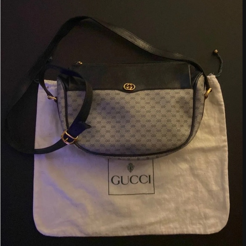Gucci Vintage Navy Blue Micro GG Canvas Bag